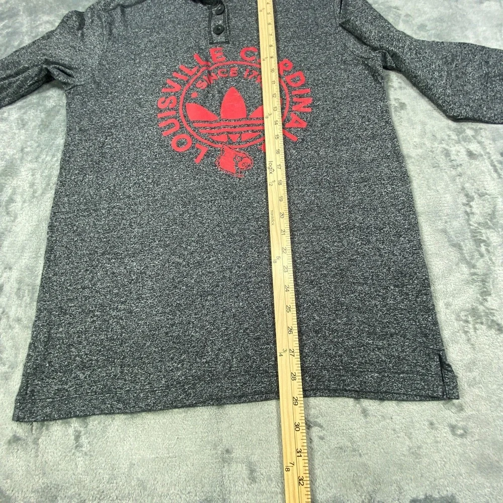 Louisville Cardinals Hoodie Sweatshirt Mens Large Adidas 3 Stripes Heather Black